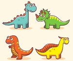 Раскраска "Четыре динозаврика"