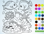 Раскраска "Рыбки в кораллах"